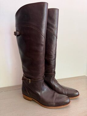 Frye 77561 Brown Dorado Riding Leather Knee High Equestrian Boots Made Spain 9M